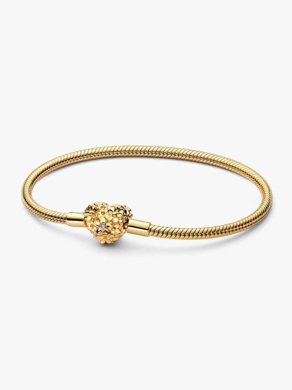 Pandora My Daisy Heart Clasp Snake Chain Bracelet